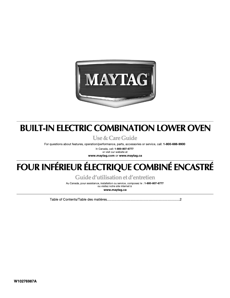 Page 1 de la notice Manuel utilisateur Maytag MMW7530WDS