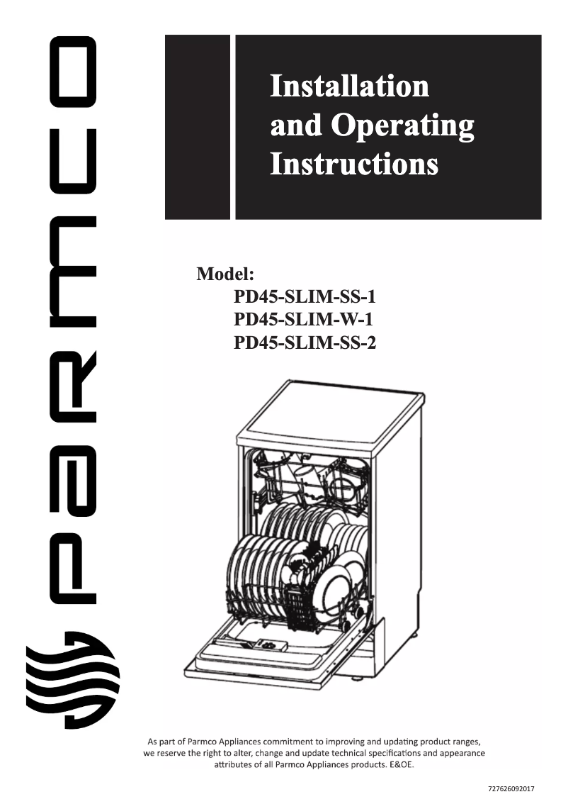 Page n°1 - Manuel utilisateur Parmco PD45-SLIM-SS-2