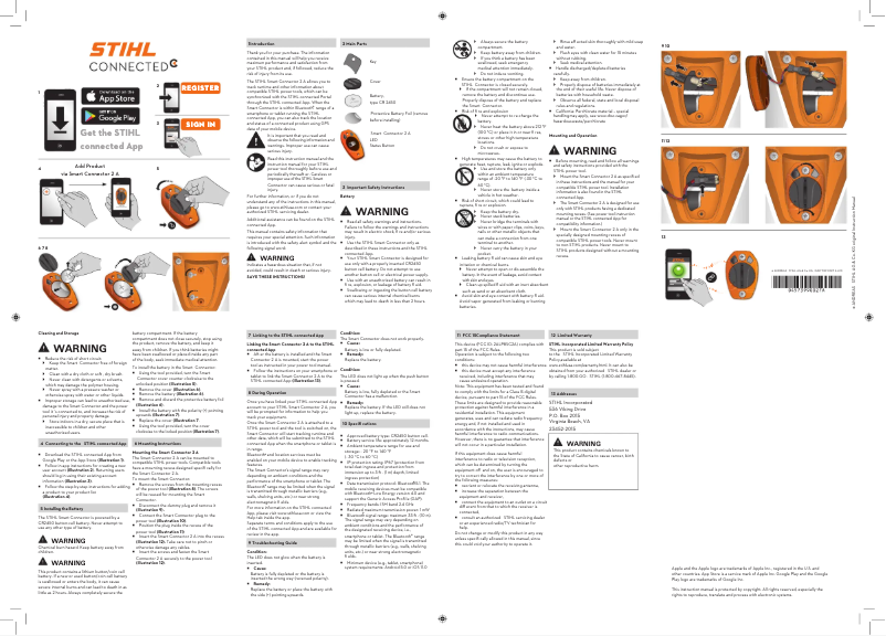 Page 1 de la notice Manuel utilisateur Stihl Smart Connector 2A