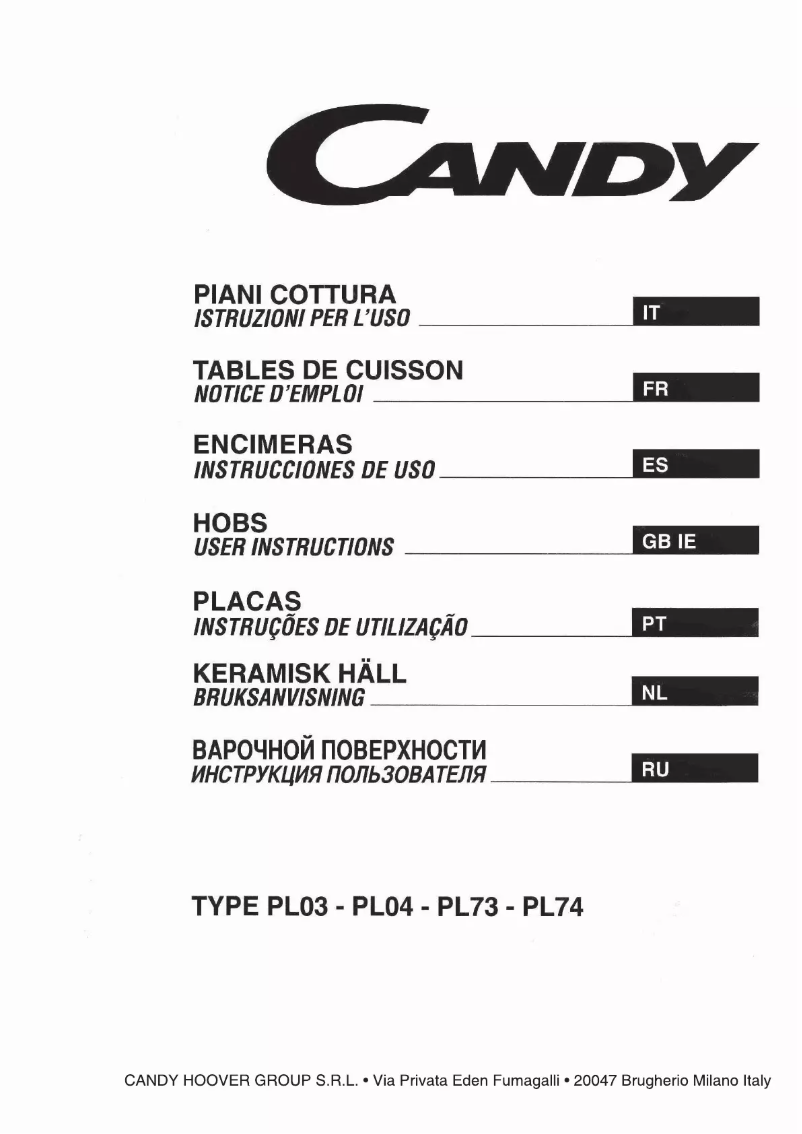 Page n°1 - Manuel utilisateur Candy PGC640 SQBA