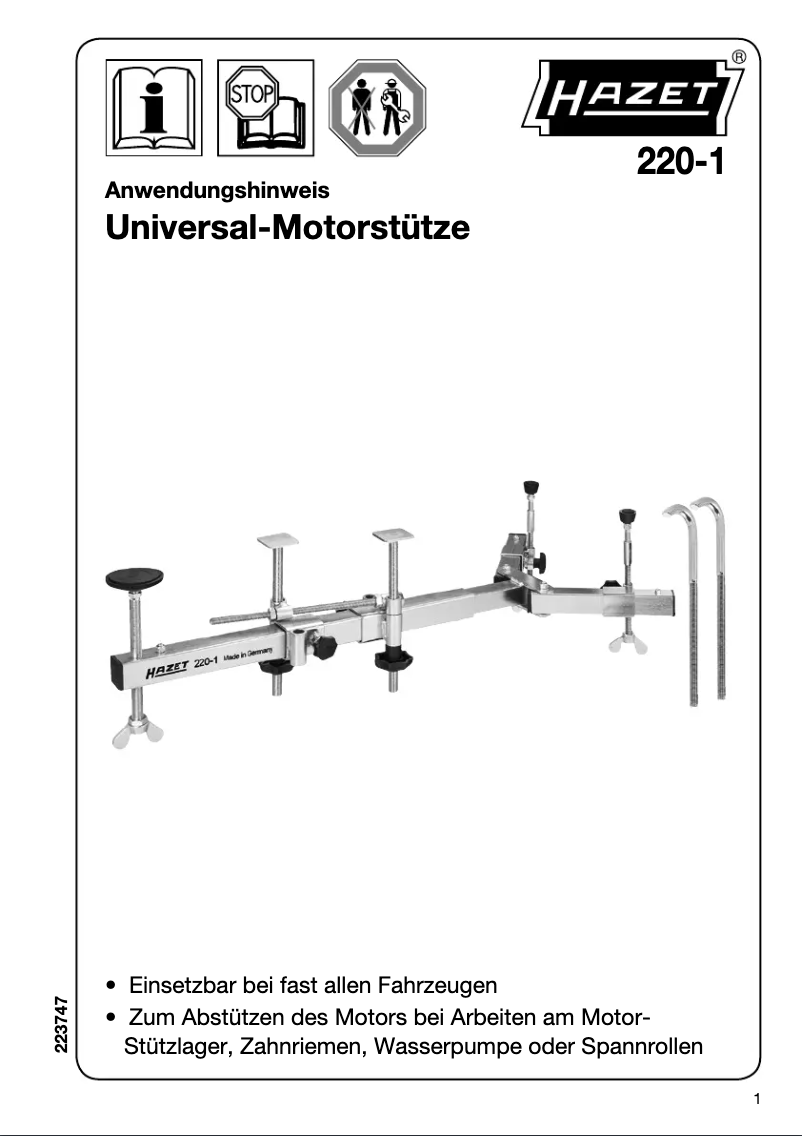 Page n°1 - Manuel utilisateur Hazet 220-1
