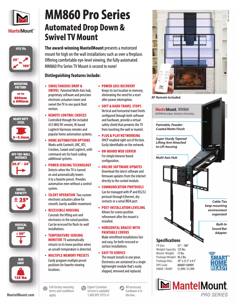 Page n°1 - Fiche technique MantelMount MM860