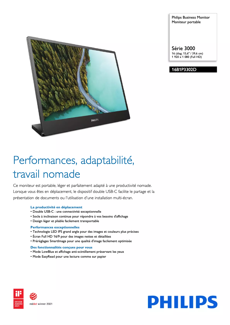 Page n°1 - Fiche technique Philips 16B1P3302D