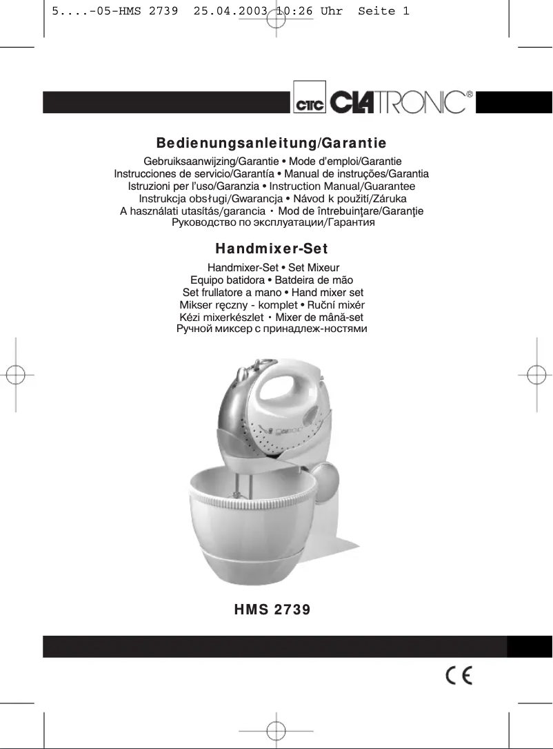 Page 1 de la notice Manuel utilisateur Clatronic HMS 2739
