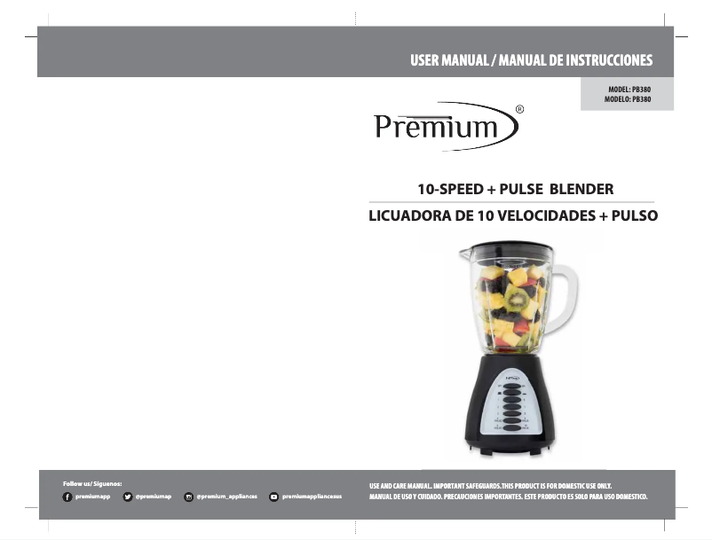 Page 1 de la notice Manuel utilisateur Premium PB380