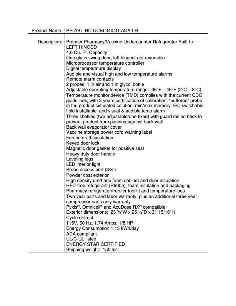 Page 1 de la notice Manuel utilisateur American BioTech Supply PH-ABT-HC-UCBI-0404G-ADA-LH