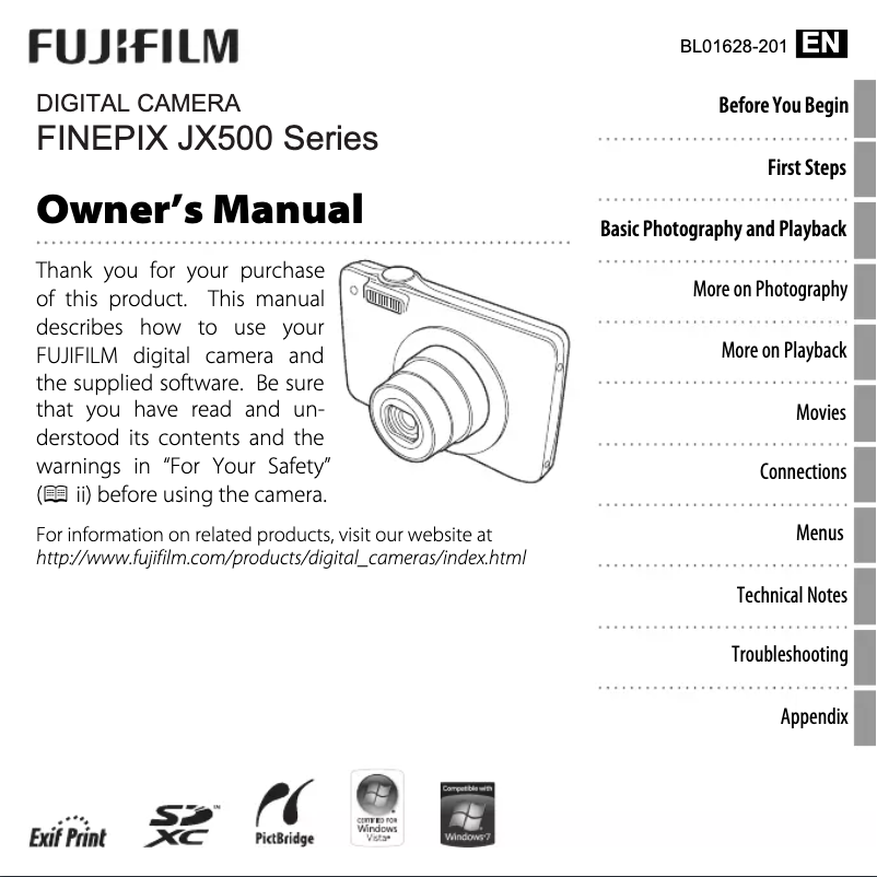 Page 1 de la notice Manuel utilisateur Fujifilm FinePix JX590