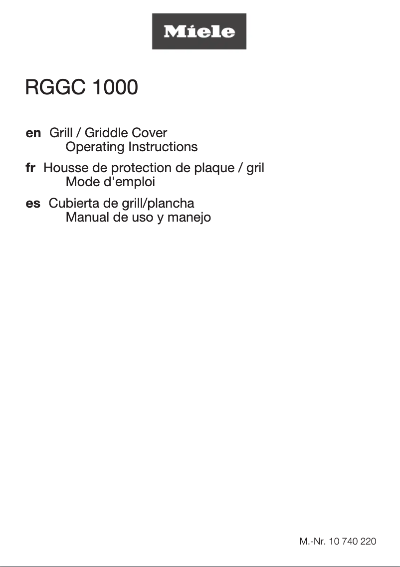 Image de la première page du manuel de l'appareil RGGC 1000