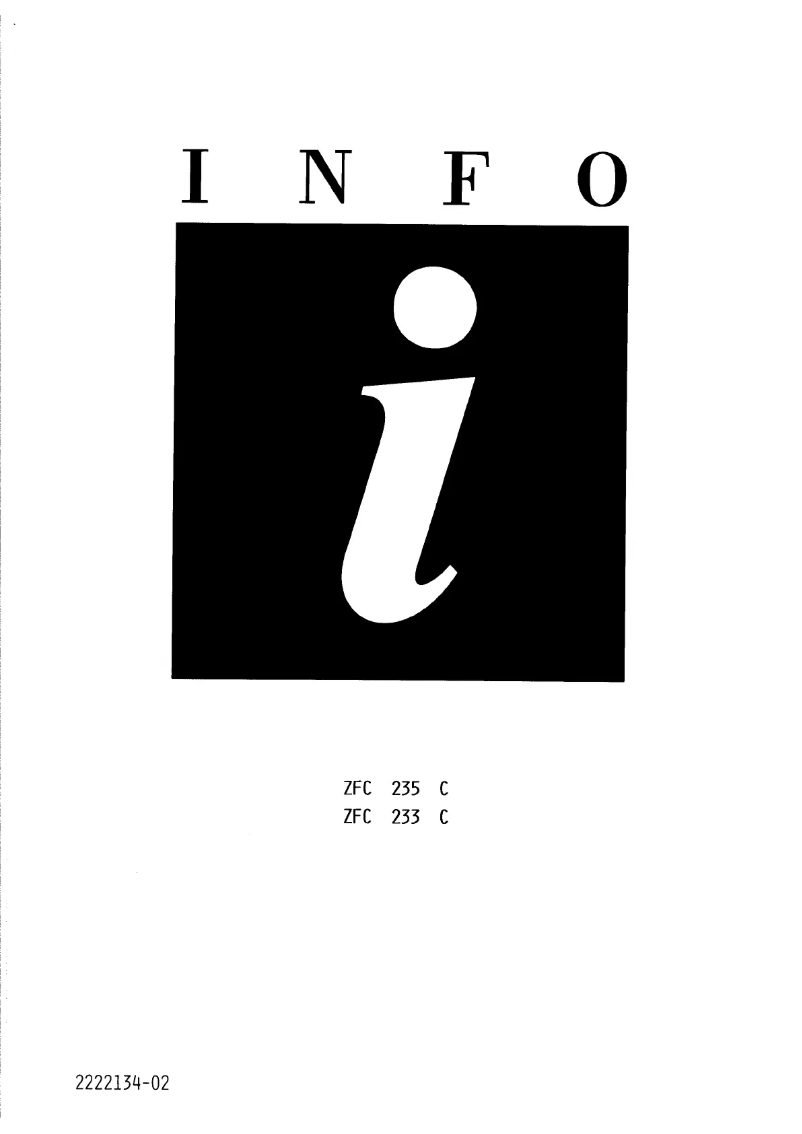 Page n°1 - Manuel utilisateur Zanussi ZFC 233 C