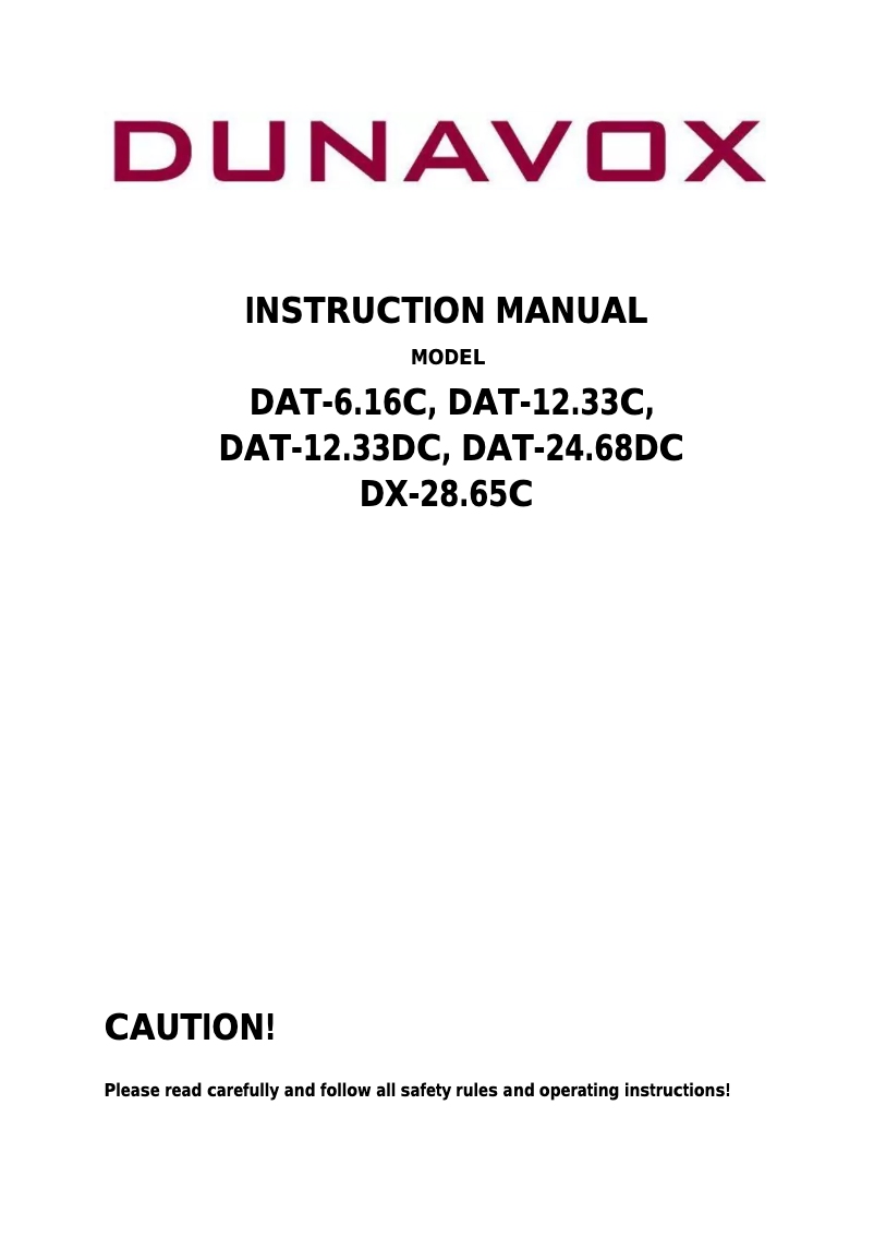 Image de la première page du manuel de l'appareil DAT-12.33DC