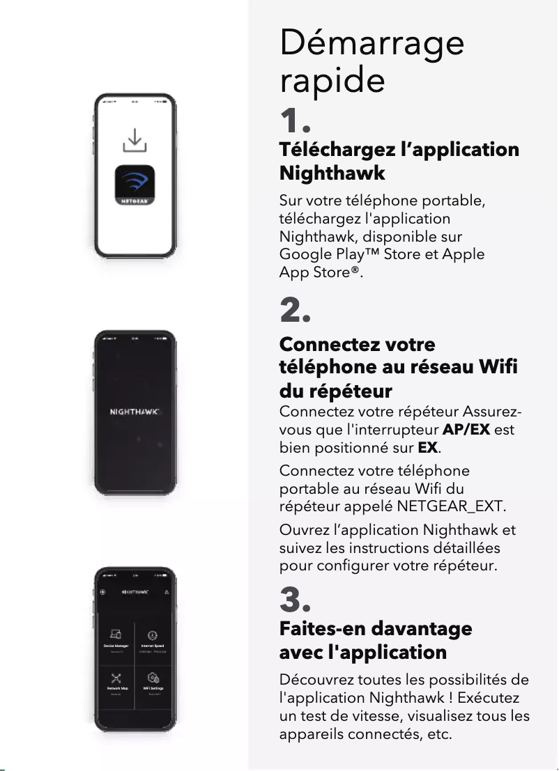 Page 1 de la notice Guide d'installation Netgear EX6470