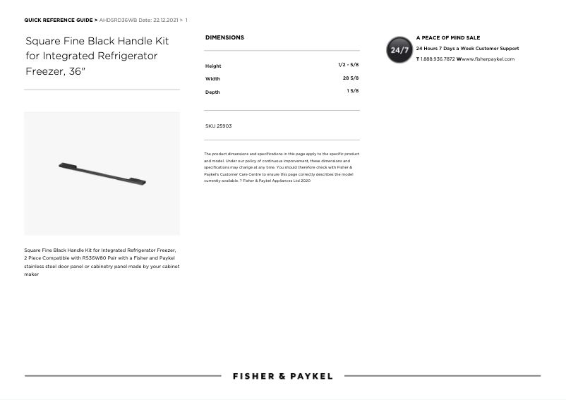 Page n°1 - Manuel utilisateur Fisher & Paykel AHD5RD36WB