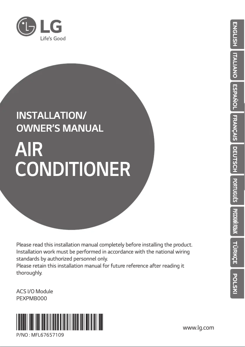 Page n°1 - Manuel utilisateur LG PEXPMB000