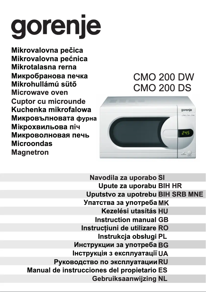 Page 1 de la notice Manuel utilisateur Gorenje CMO2