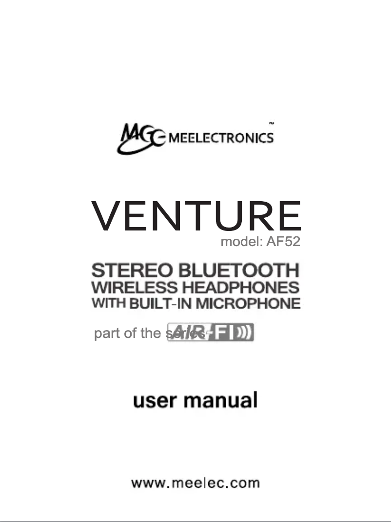Page n°1 - Manuel utilisateur MEE audio Venture AF52