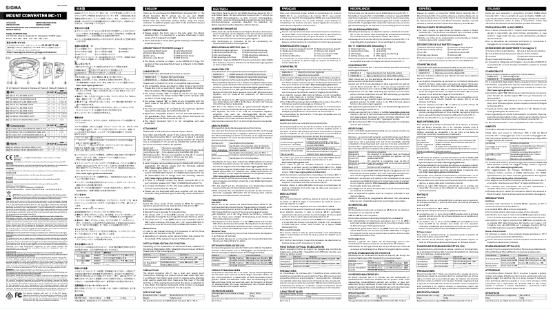 Page n°1 - Manuel utilisateur Sigma MC-11