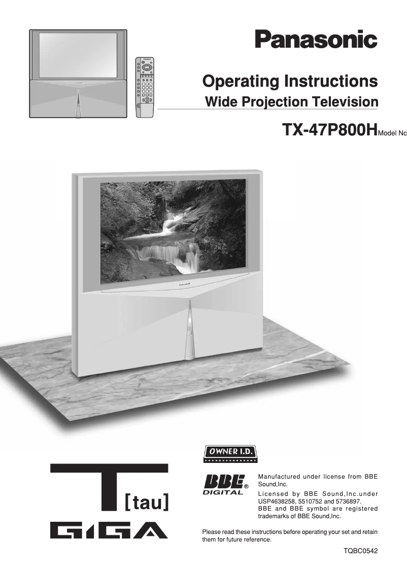 Image de la première page du manuel de l'appareil TX-47P800H