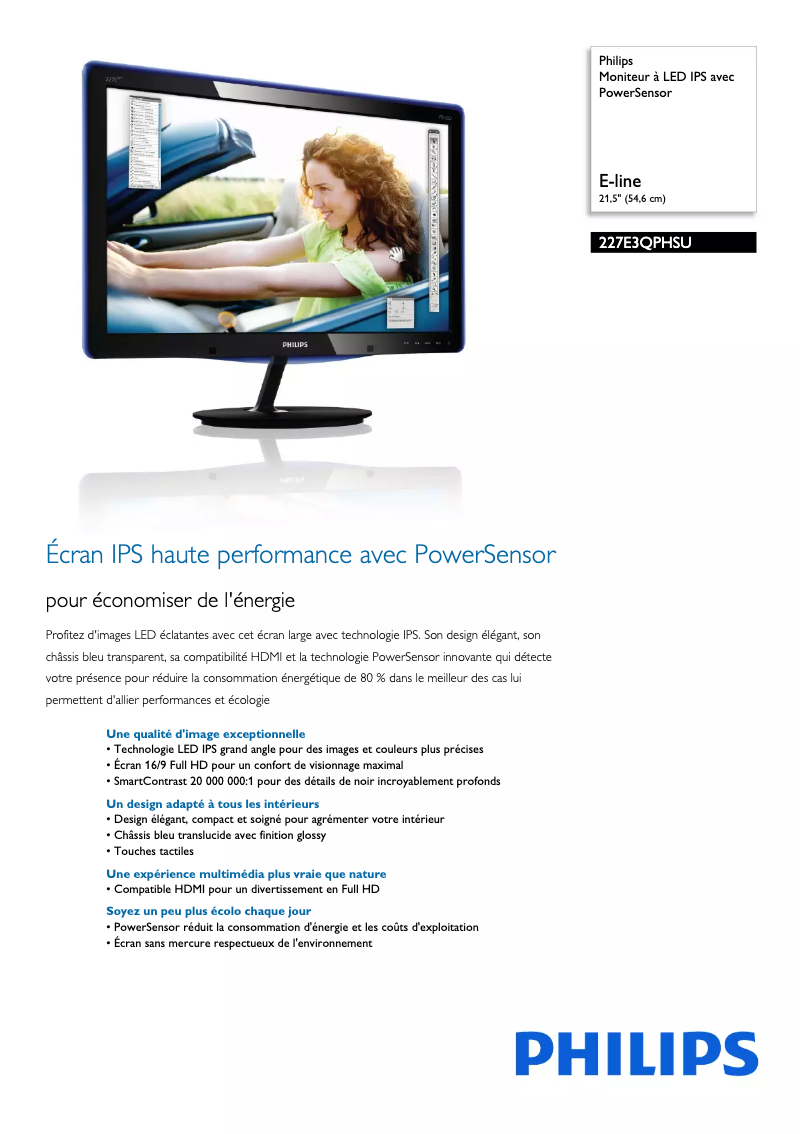 Image de la première page du manuel de l'appareil 227E3QPHSU