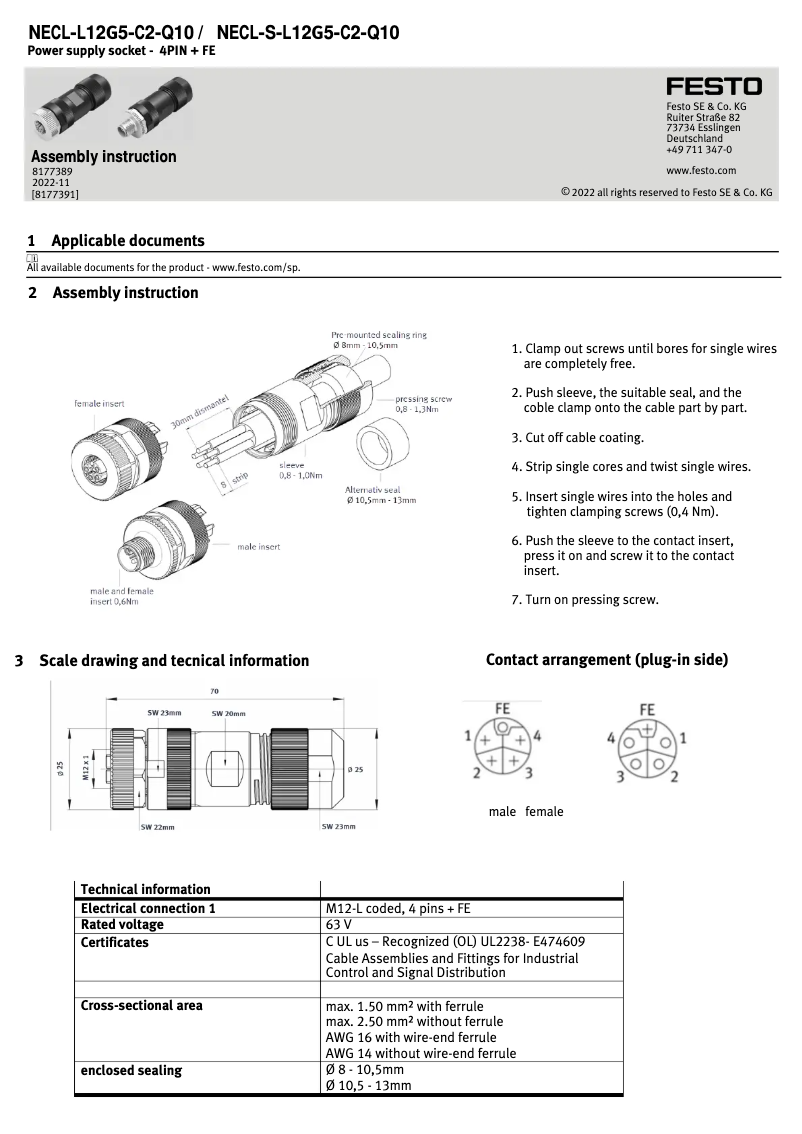 Page 1 de la notice Manuel utilisateur Festo NECL-L12G5-C2-Q10