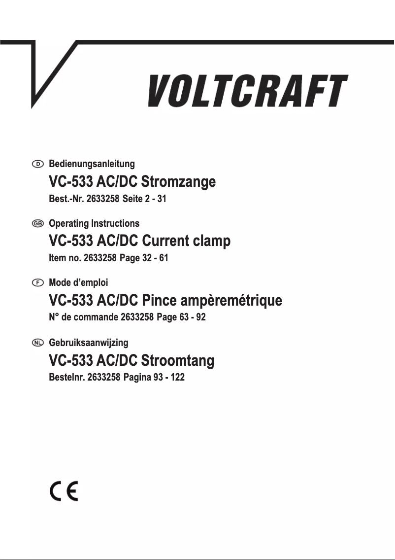 Page 1 de la notice Manuel utilisateur Voltcraft VC-533