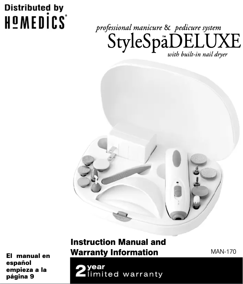 Page 1 de la notice Manuel utilisateur Homedics StyleSpa Deluxe MAN-170