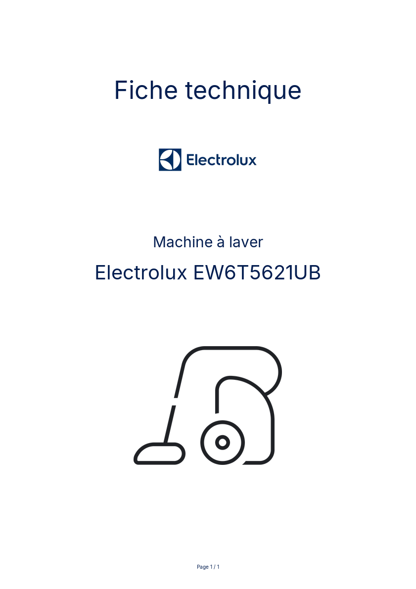 Page n°1 - Fiche technique Electrolux EW6T5621UB