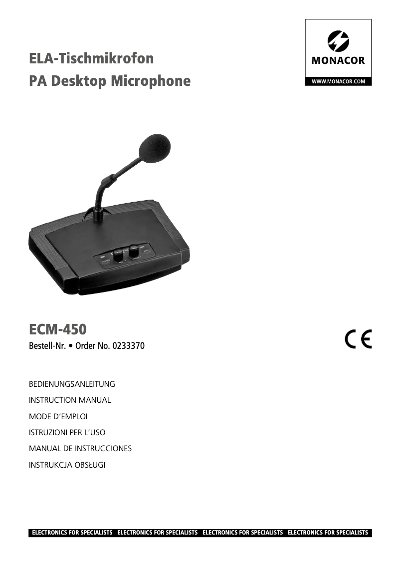 Page n°1 - Manuel utilisateur Monacor ECM-450