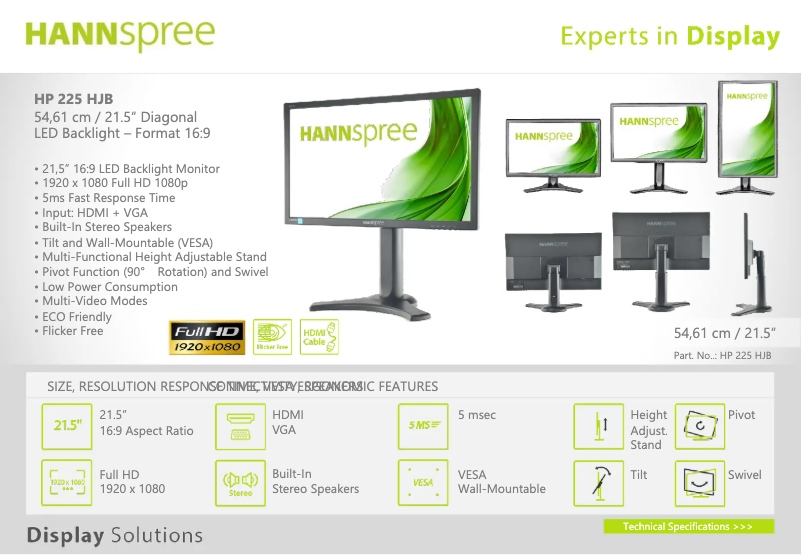 Page 1 de la notice Manuel utilisateur Hannspree HP 225 HJB