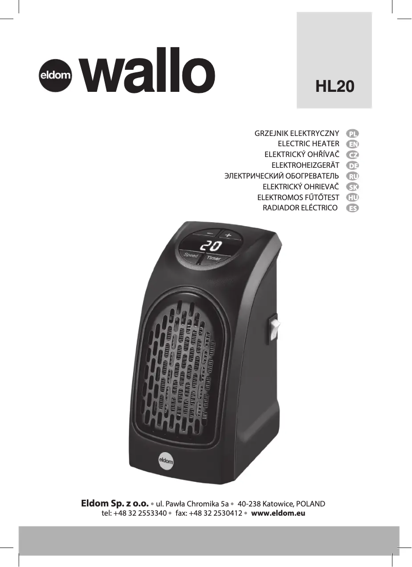 First page image of the manual for Wallo HL20