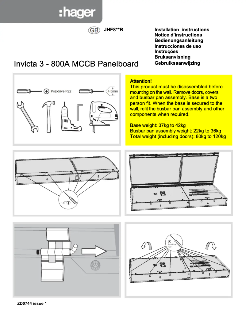 Page 1 de la notice Manuel utilisateur Hager JHF80206B