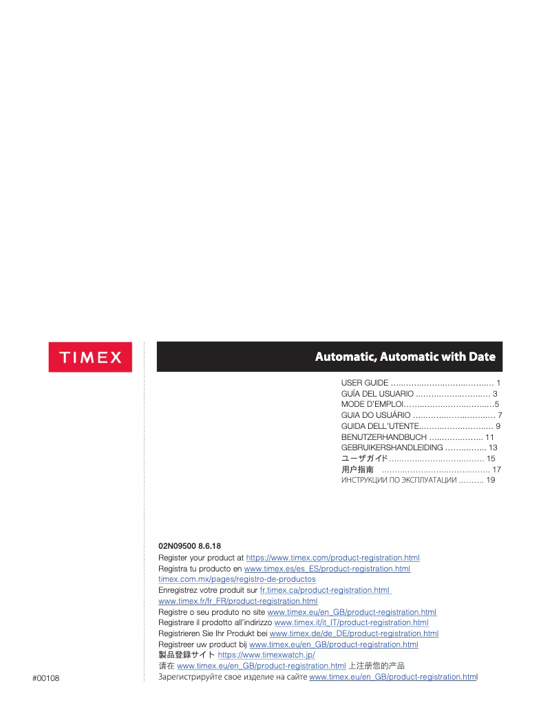 Page 1 de la notice Manuel utilisateur Timex Waterbury TW2U11400ZV