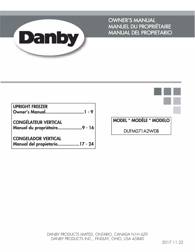 Page n°1 - Manuel utilisateur Danby DUFM071A2WDB