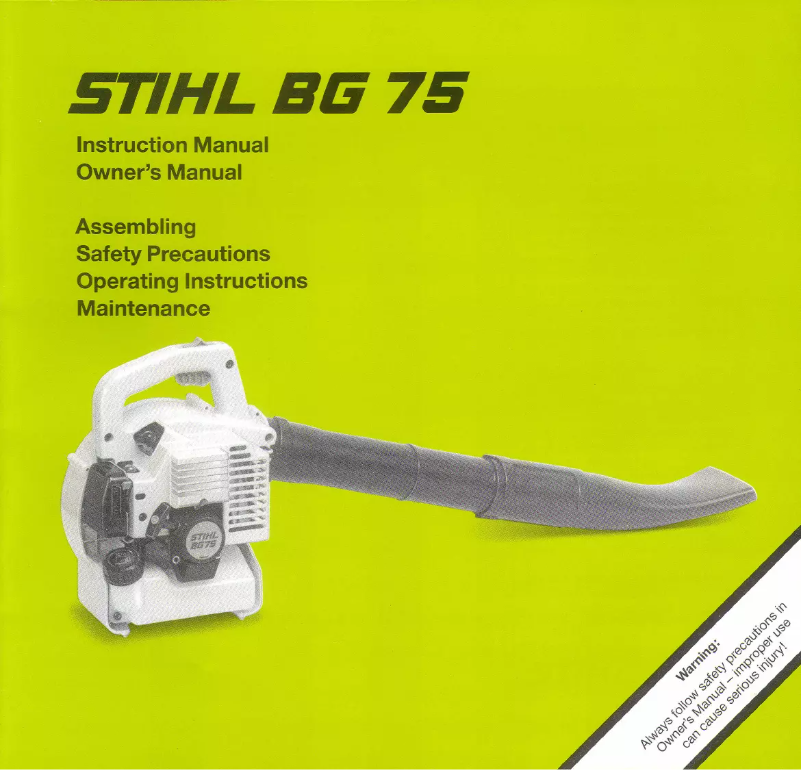 Page n°1 - Manuel utilisateur Stihl BG 75