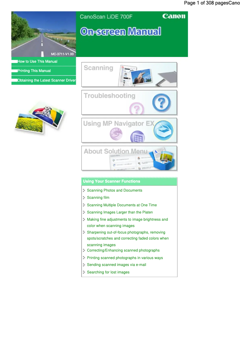 Page 1 de la notice Mode d'emploi Canon CanoScan LiDE 700F