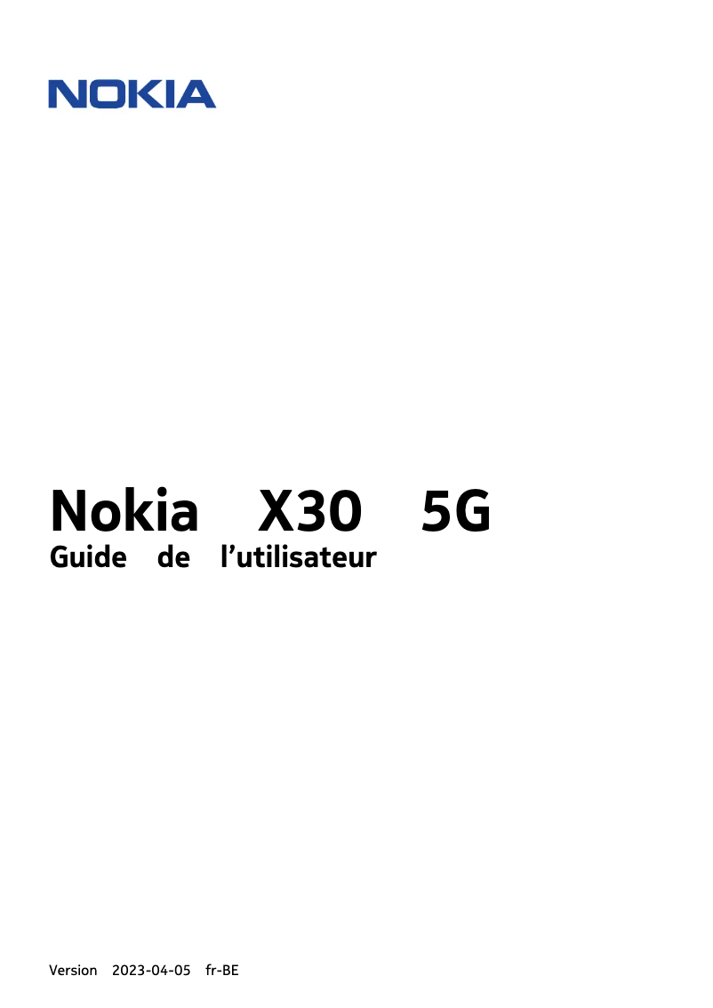Page 1 de la notice Manuel utilisateur Nokia X30 5G