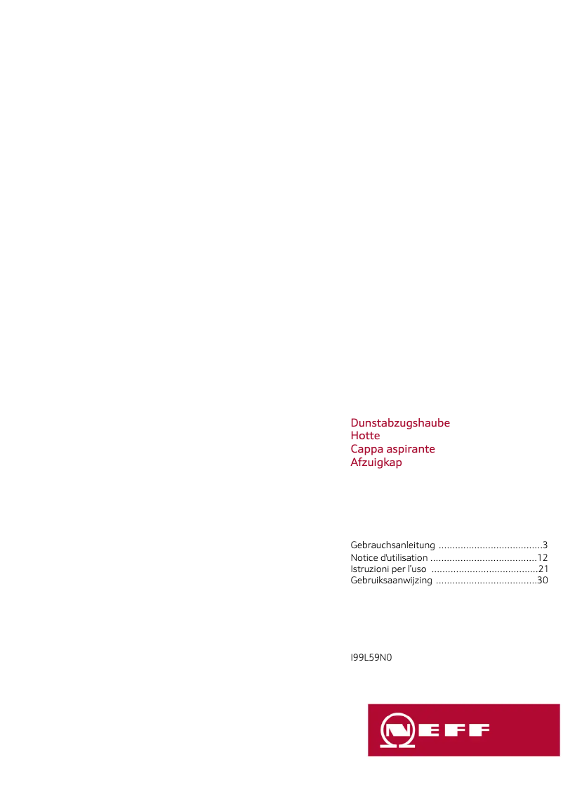Page 1 de la notice Manuel utilisateur Neff I99L59N0