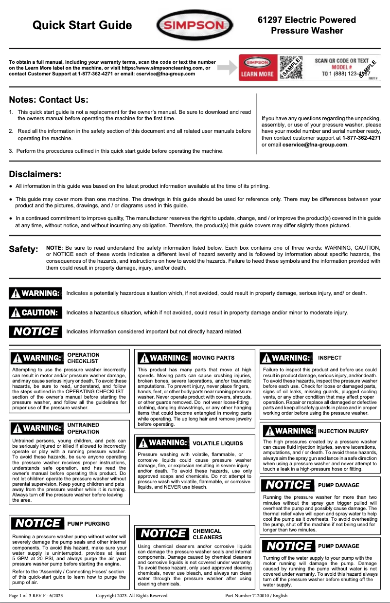 Page n°1 - Manuel utilisateur Simpson SE61297-S