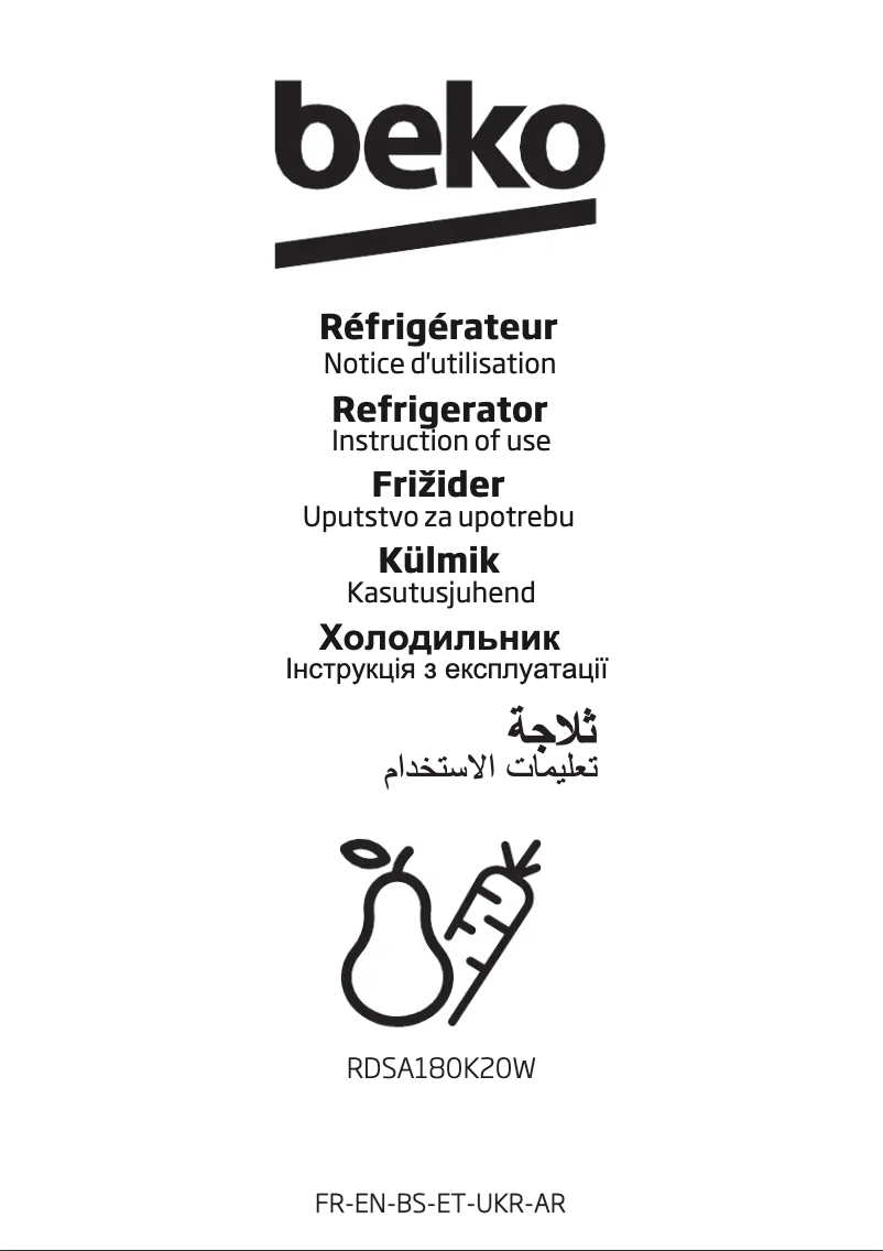 Page 1 de la notice Manuel utilisateur Beko RDSA180K20W