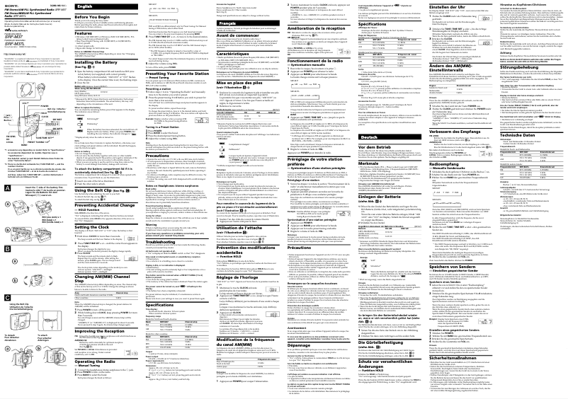 Page 1 de la notice Manuel utilisateur Sony SRF-M37