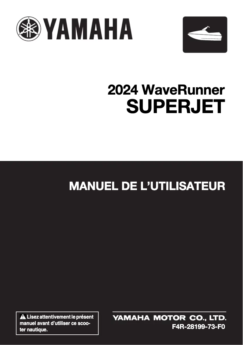 Page n°1 - Manuel utilisateur Yamaha WaveRunner Superjet (2024)