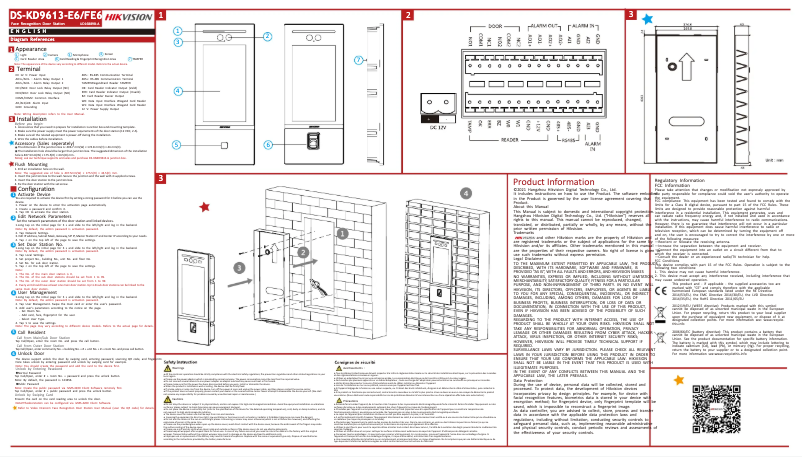 Page n°1 - Guide de démarrage rapide Hikvision DS-KD9613-FE6