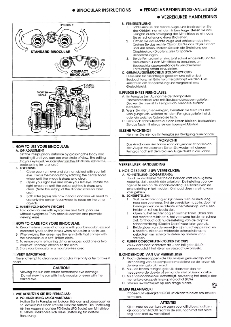Page 1 de la notice Manuel utilisateur Barr & Stroud Sahara 8x42