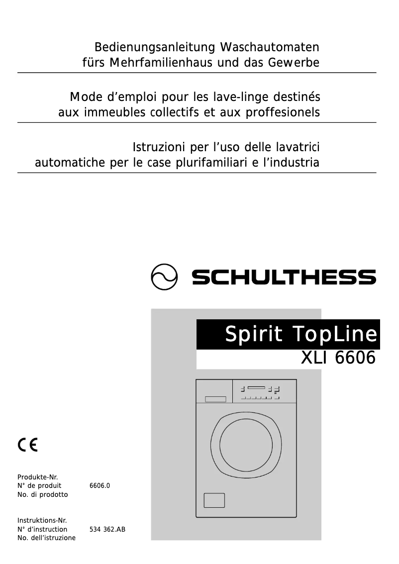 Page n°1 - Manuel utilisateur Schulthess Spirit TopLine XLI 6606