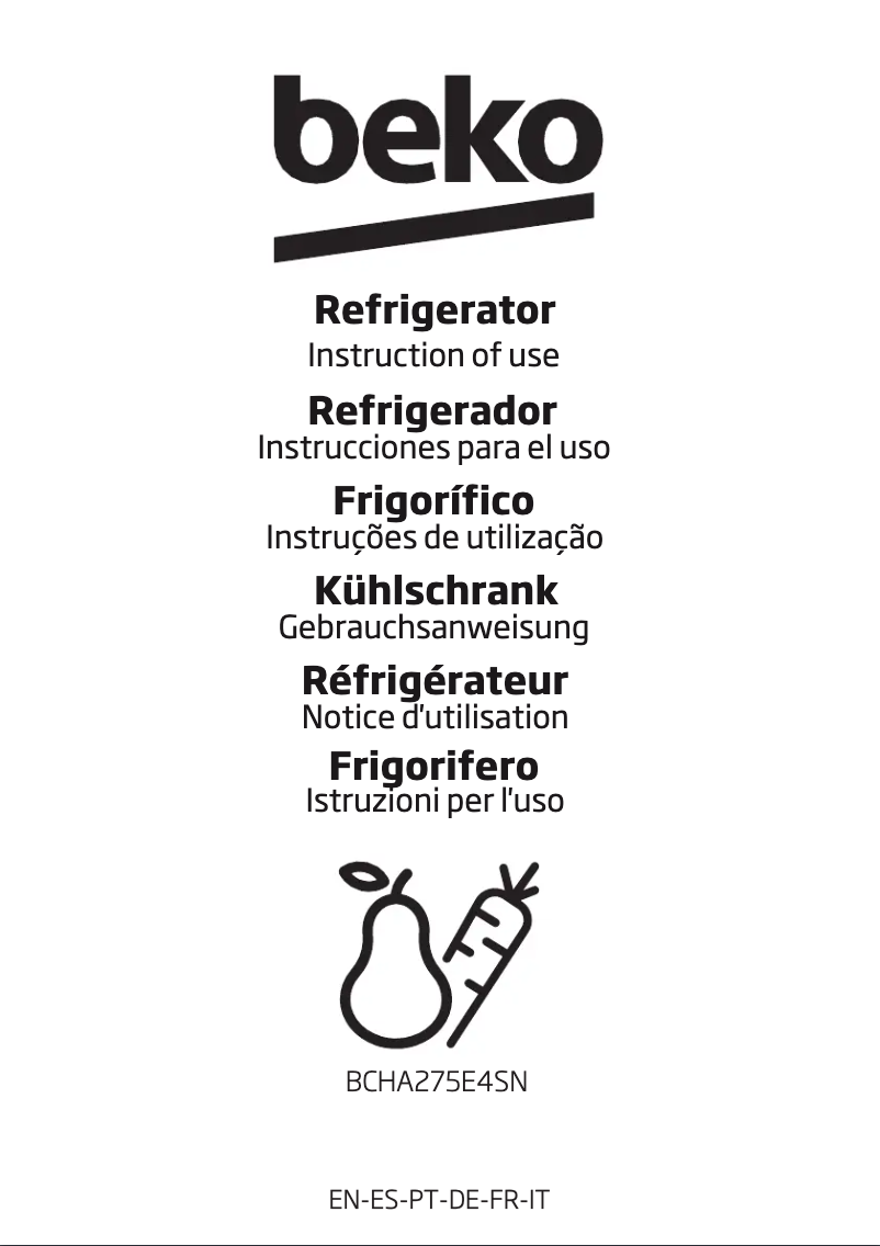 Image de la première page du manuel de l'appareil BCHA275E4SN