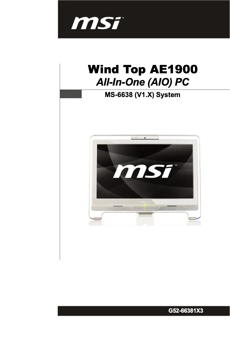 Page n°1 - Manuel utilisateur MSI Wind Top AE1900-W