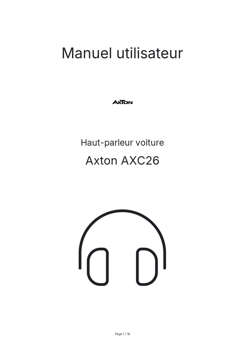 Page n°1 - Manuel utilisateur Axton AXC26