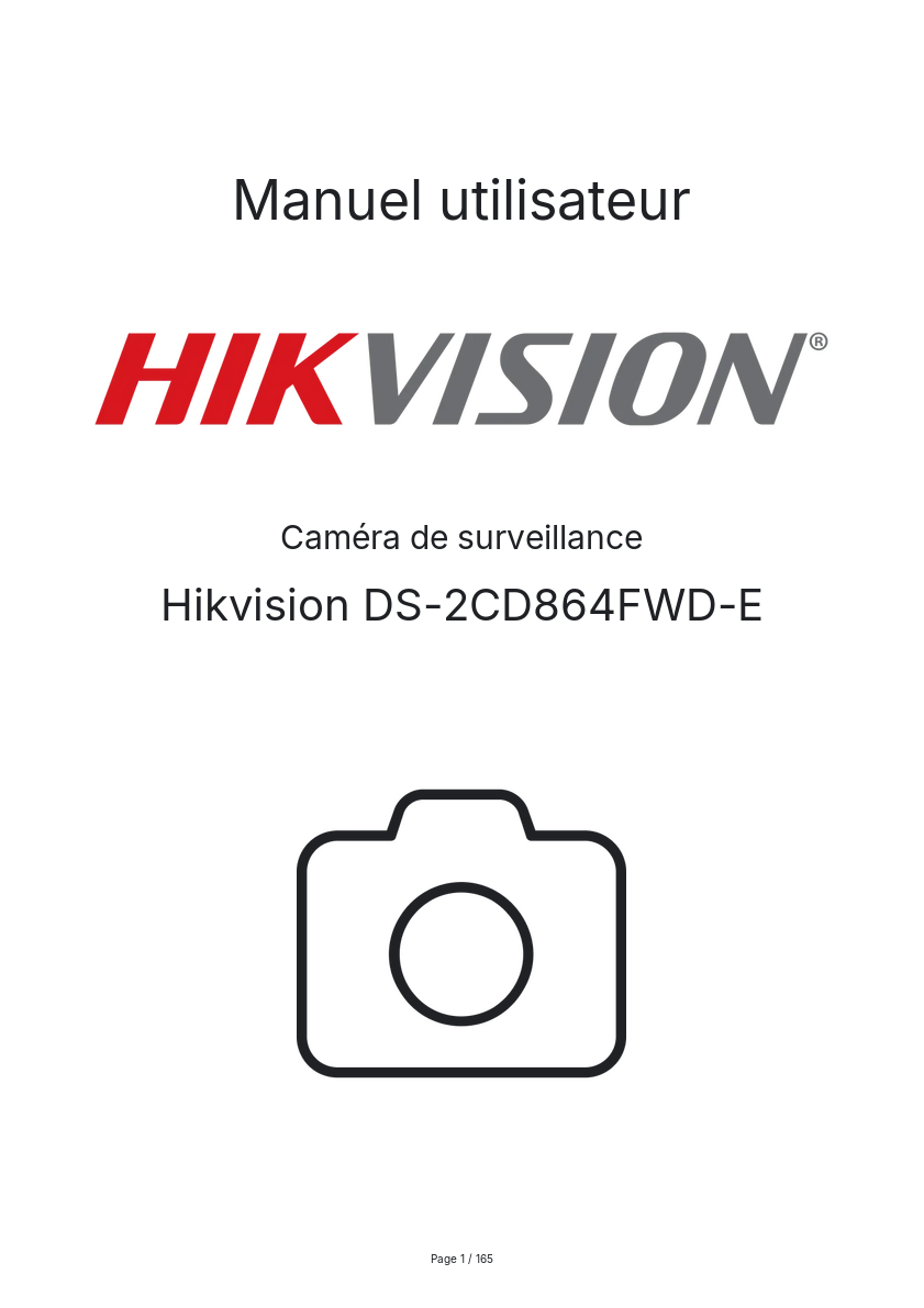Image de la première page du manuel de l'appareil DS-2CD864FWD-E
