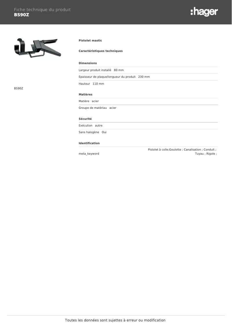 Image de la première page du manuel de l'appareil BS90Z