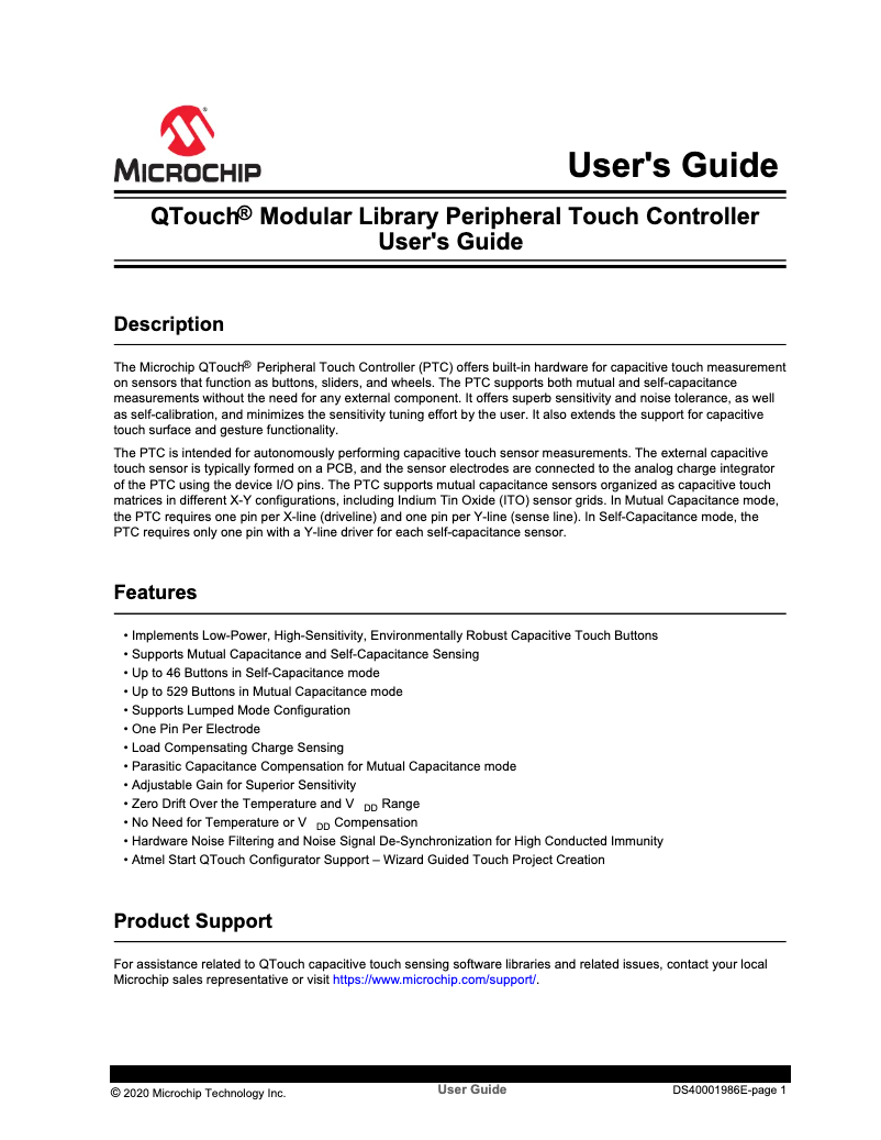 Page 1 de la notice Manuel utilisateur Microchip ATSAMC21G16A