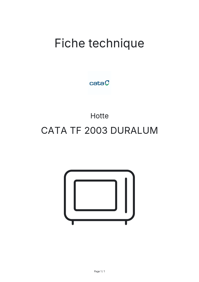 Page n°1 - Fiche technique CATA TF 2003 DURALUM